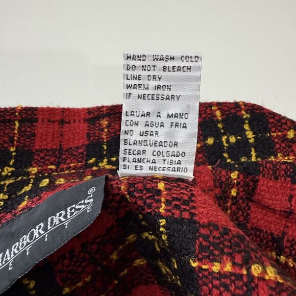 Vintage Sag Harbor Blazer Jacket Size 6 Petite Red Nubby Plaid Fringe Collar - Picture 7 of 9
